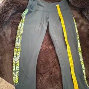 lululemon athletica Black and Neon Yellow Cropped Leggings